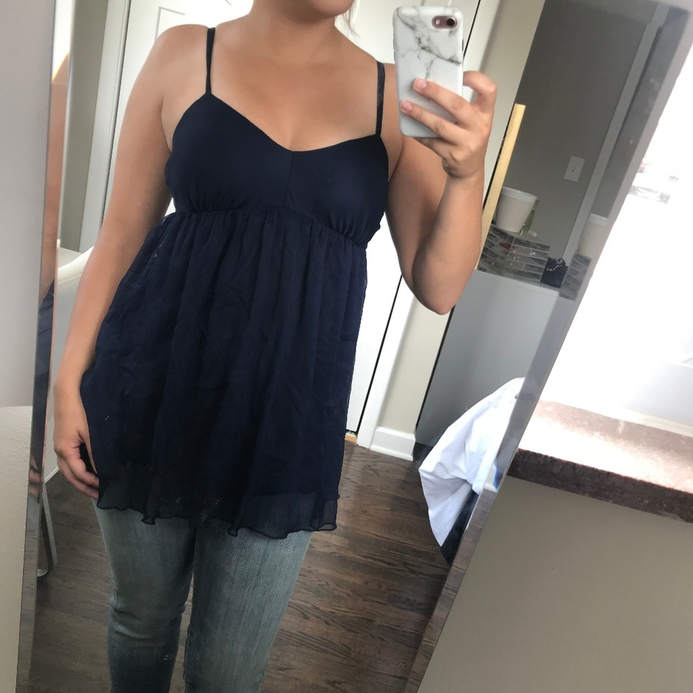 Greylin Navy Babydoll Tank